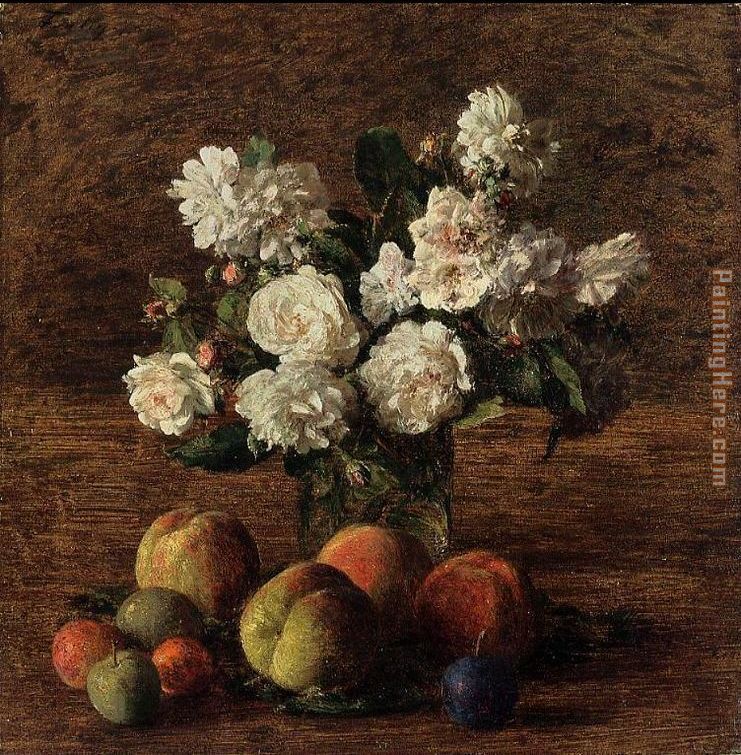 Henri Fantin-Latour Still Life Roses and Fruit